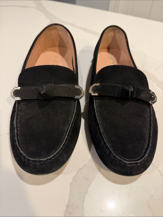 Cole Haan Shoes - Cole Haan Evelyn Bow Black Suede Slip-On Loafers with Gold Accent